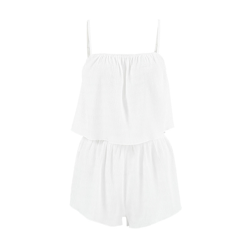 Pyjama d'été fin femme, short à bretelles, ensemble deux pièces, sexy, extensible et doux pour la maison