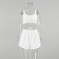 Pyjama Hosenträger Gestreift Spaghettiträger Shorts Zweiteilige Sets Gestrickt Einfarbig Sommer Damen Homewear
