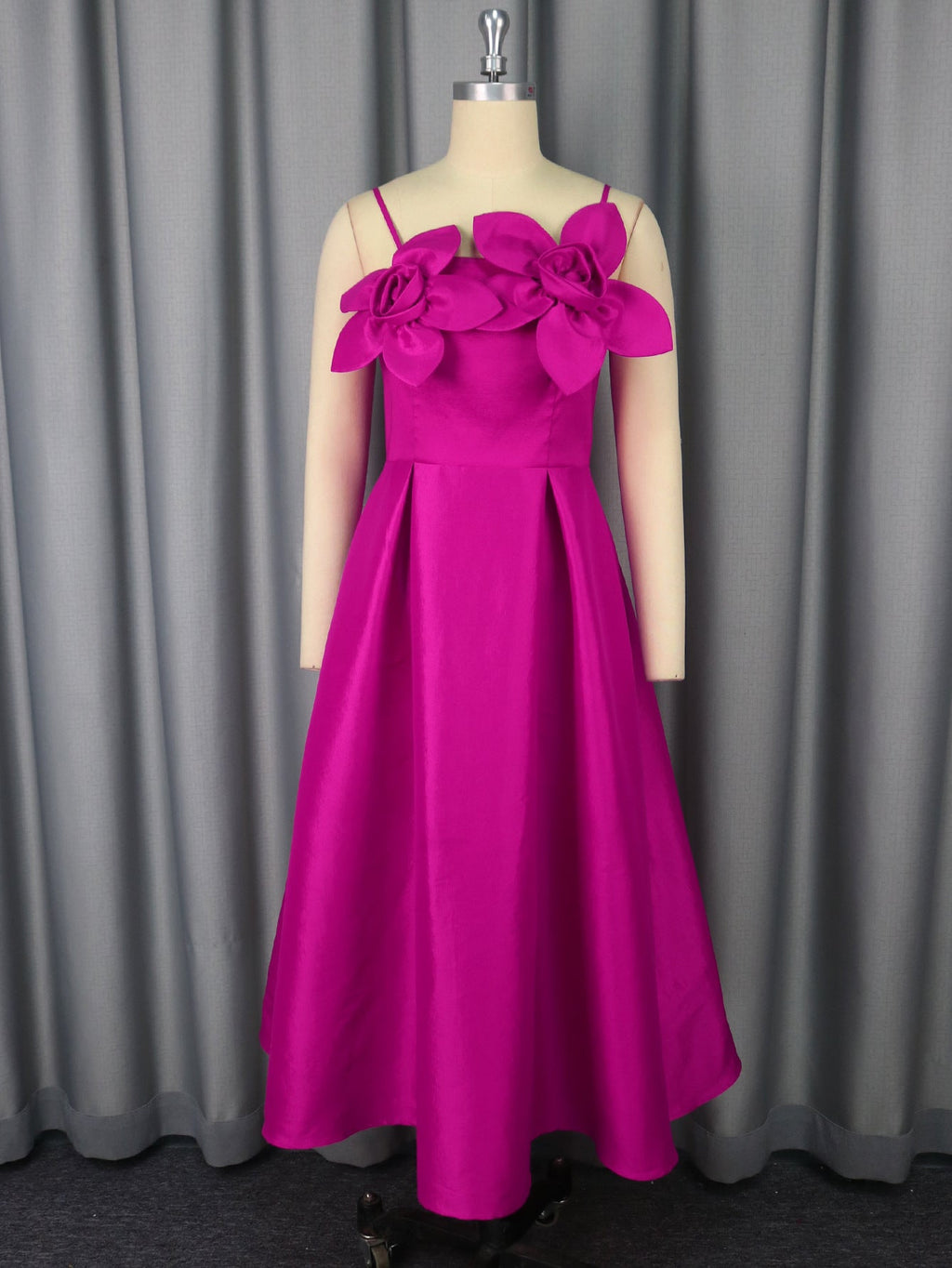 Sexy Sling dreidimensionales Blumenkleid Cocktail High Waist A-Linie Kleider mit großem Saum