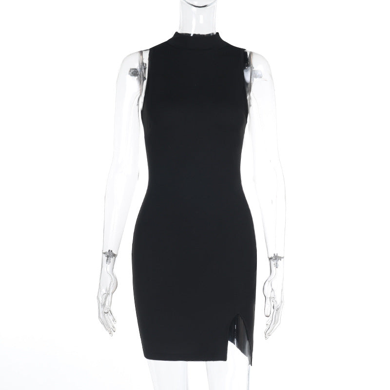 Robe de soirée sexy fendue sans manches coupe slim pour le printemps