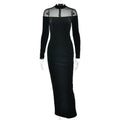 Robe Transparente à Coutures en Voile Automne Hiver Robe Moulante Sexy Unie