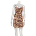 Robe de plage sexy pour femme à imprimé léopard, col tombant, dos nu et coupe ajustée