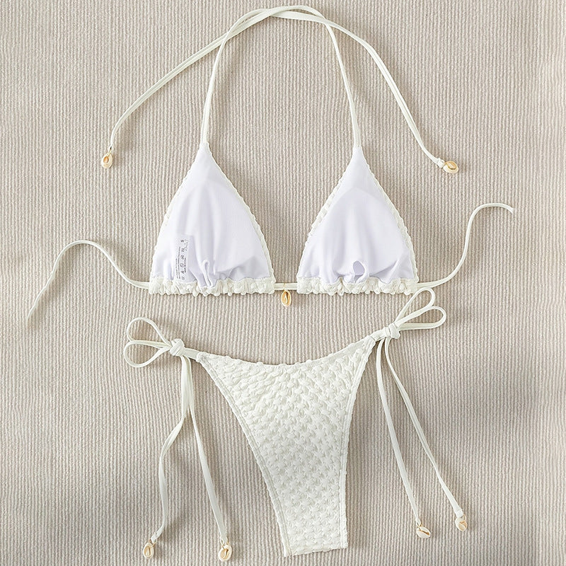 Geschnürtes geteiltes Bademode Damen Sexy Bikini Einfarbig Frühling Strand Badeanzug Bikini