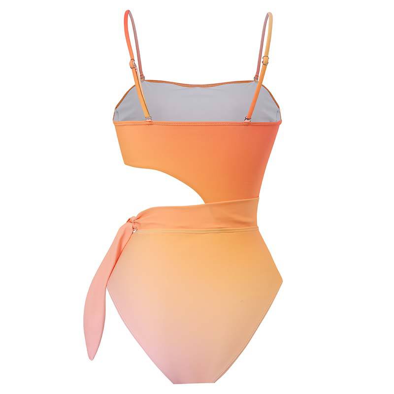 Einteiliger Badeanzug Damen Eng Anliegend Schlankmachend Retro Gebunden Badeanzug Anzug Chiffon Badeanzüge