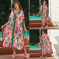 Robe Longue de Plage en Rayonne Tie-Dye, Robe ample, Chemise de Protection Solaire, Cache-Maillot de Bain
