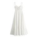Robe bustier amincissante sans manches en popeline laminée décorée pour femme - Collection été