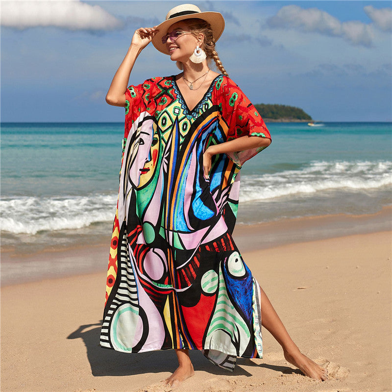Nouveau positionnement Imprimé Plage Couverture Sexy Cardigan Robe De Plage Cache-maillot
