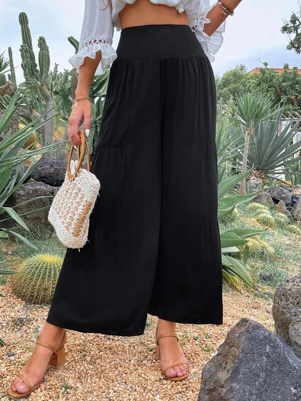 Spot Goods Sommer Lässige Weite Beinhose Aus Baumwollleinen Beliebte High Waist Loose Hose Damen Hose