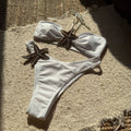 Einfarbiger Seestern applizierter Stoff bestickt sexy geschnürter Split-Bikini