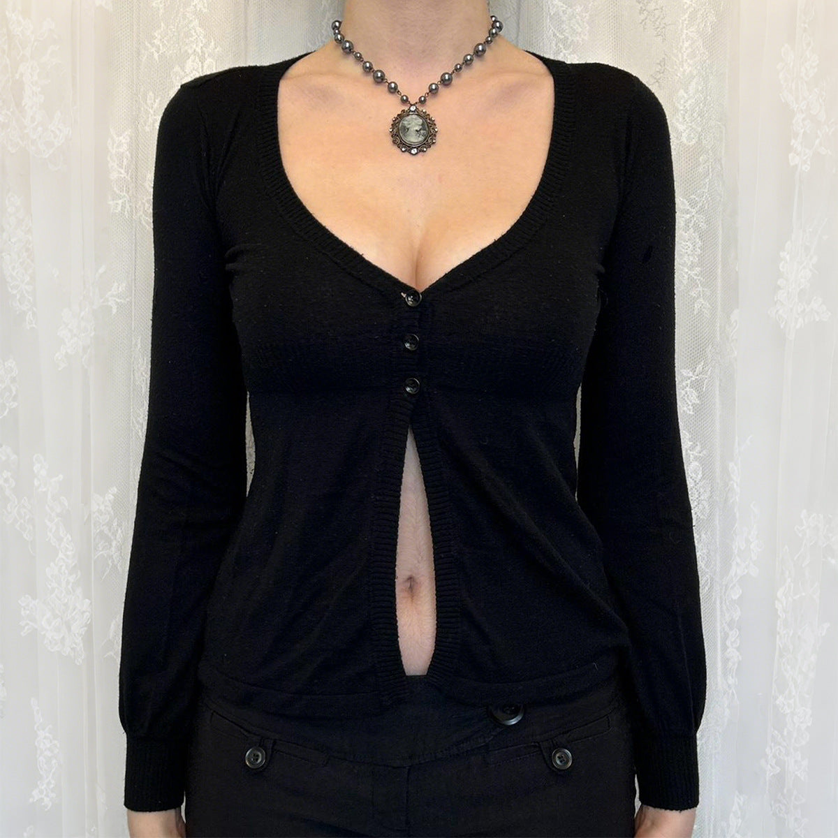 Sexy Pull Avancé à Manches Longues en Laine pour Femme Vêtements d'Automne