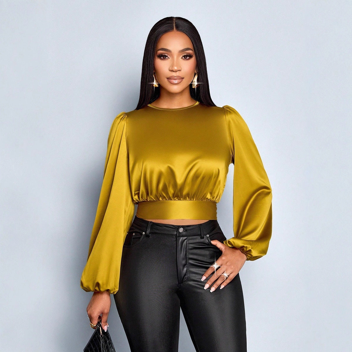 Damenbekleidung Herbst Satin Satinhemd Sexy Leopard Print Top Shirt