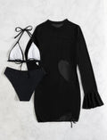 First See Clothing Bikini Dreiteiliger Badeanzug Damen Sexy Einfarbiger Schlankmachender Blusen-Badeanzug