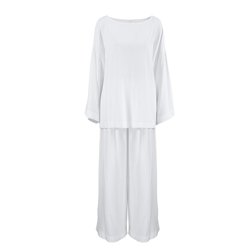 Herbst Neuheit lockere lässige einfache Homewear Modal Langarmhose Damen Pyjama