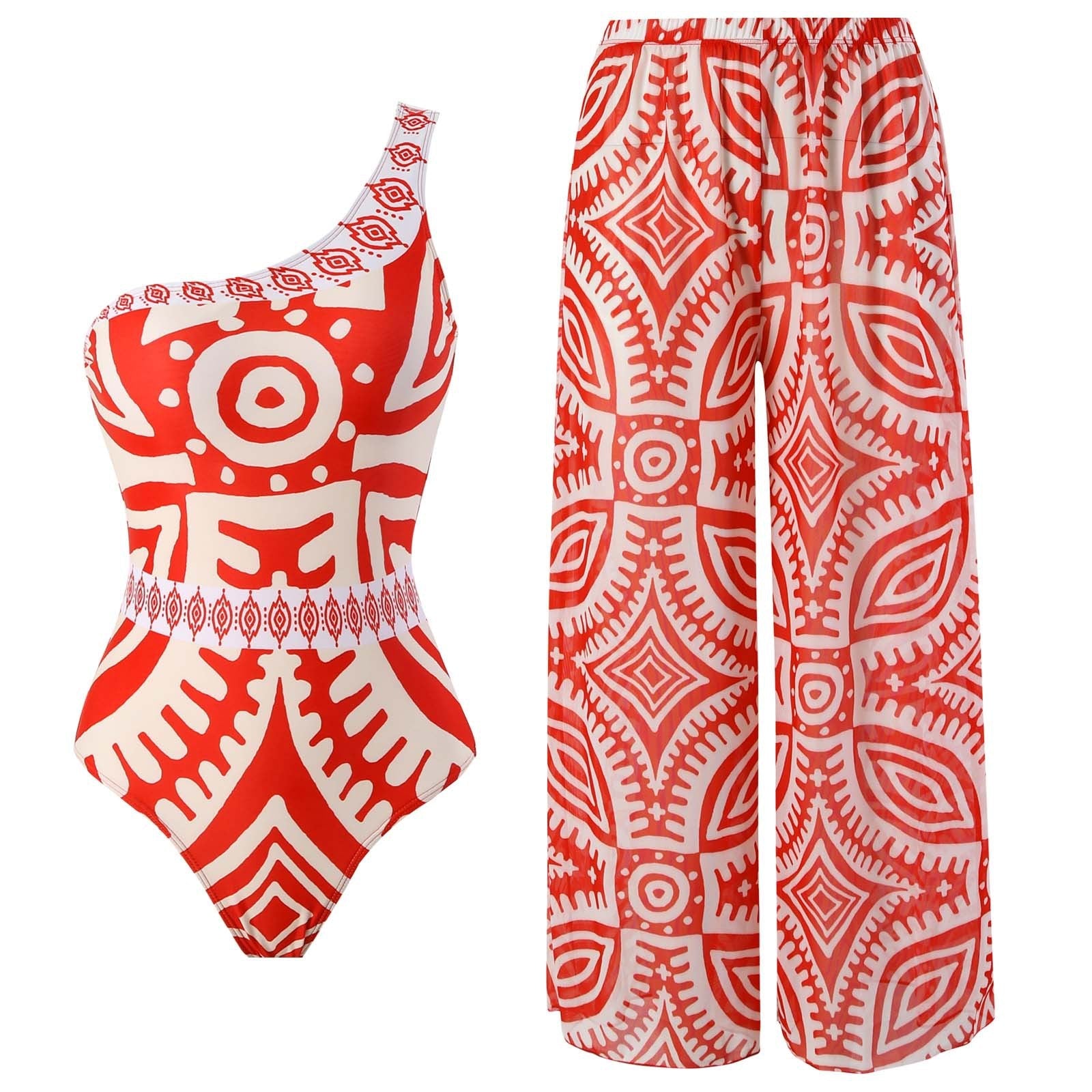 Maillot de bain sexy pour femmes - Maillot de bain conservateur qui couvre le ventre, à lacets, avec pantalon de plage en maille, pour le printemps