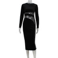 Robe longue fourreau en velours slim à coutures à paillettes "High Sense" pour femme, collection automne-hiver