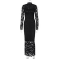 Robe d'été sexy à manches longues, en dentelle, pour femme