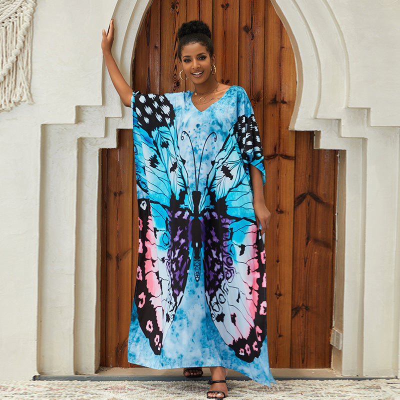 Strand-Cover-up, locker sitzender Morgenmantel, Urlaub, Maxikleid, Badeanzug, Überwurf für Damen