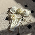 Maillot de bain bikini fendu avec haut tube rose uni et cordon de serrage