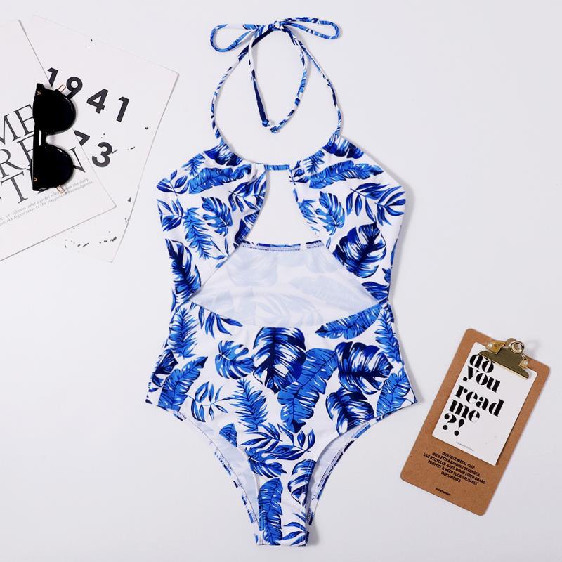 Bedruckte Sexy Damen Siamese Triangel Träger Bikini Strand Badeanzug
