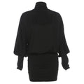 Herbst Winter Damenbekleidung Einfarbiger Sexy Rollkragen Langarm Rückenfrei Baggy Paket Hüftkleid