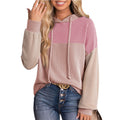 Herbst Winter Twist Strip Farblich Passender Langarm Hoodie Lockerer Pullover