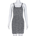 Robe fourreau moulante sexy à fines bretelles et couleur contrastée pour femme