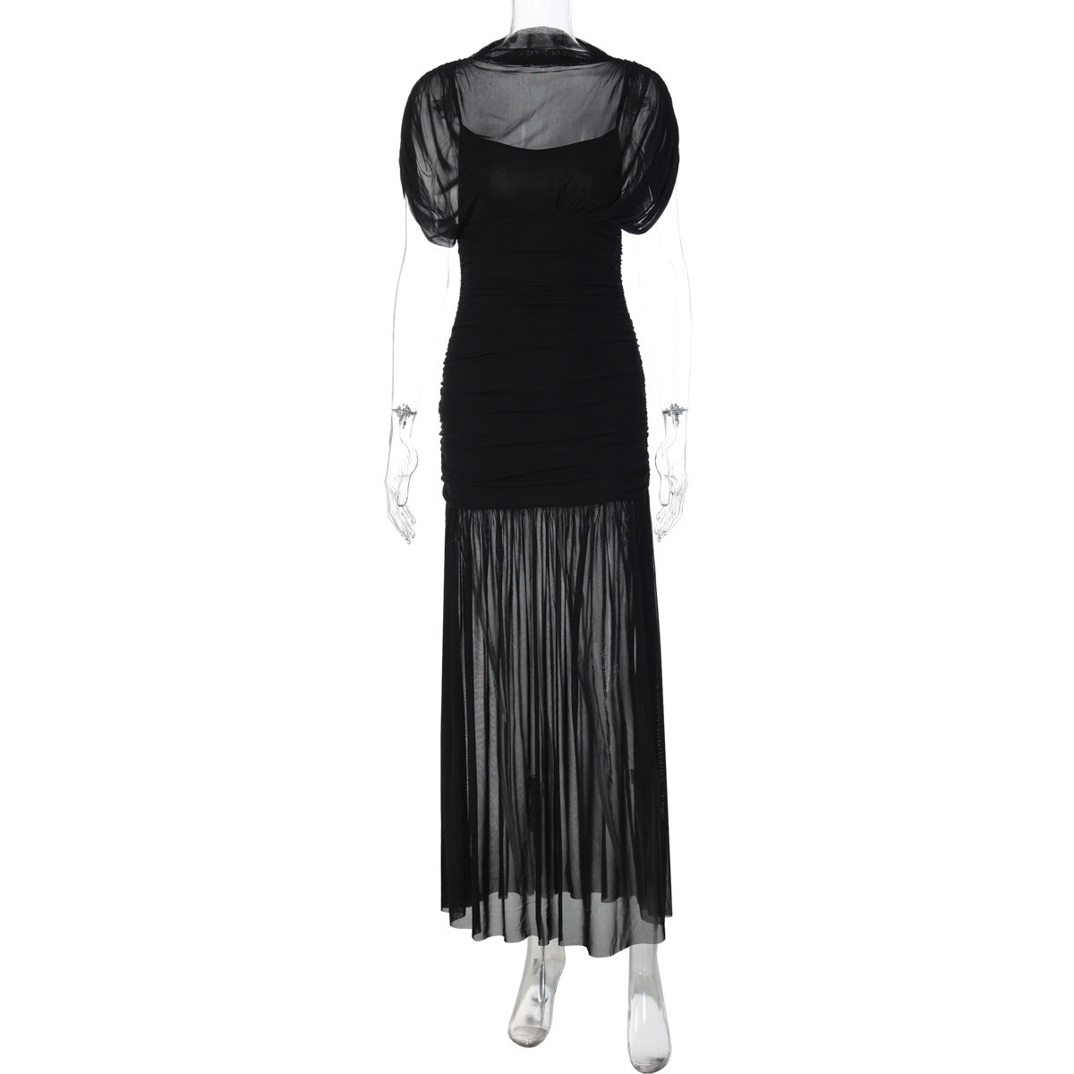 Sexy Socialite Eng anliegendes Maxikleid mit engem Schnitt, Stickereien und transparentem Hüftbereich für Damen