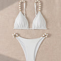 Damen Sexy Bikini Spezialstoff Perlenaccessoires Bikini-Badeanzug