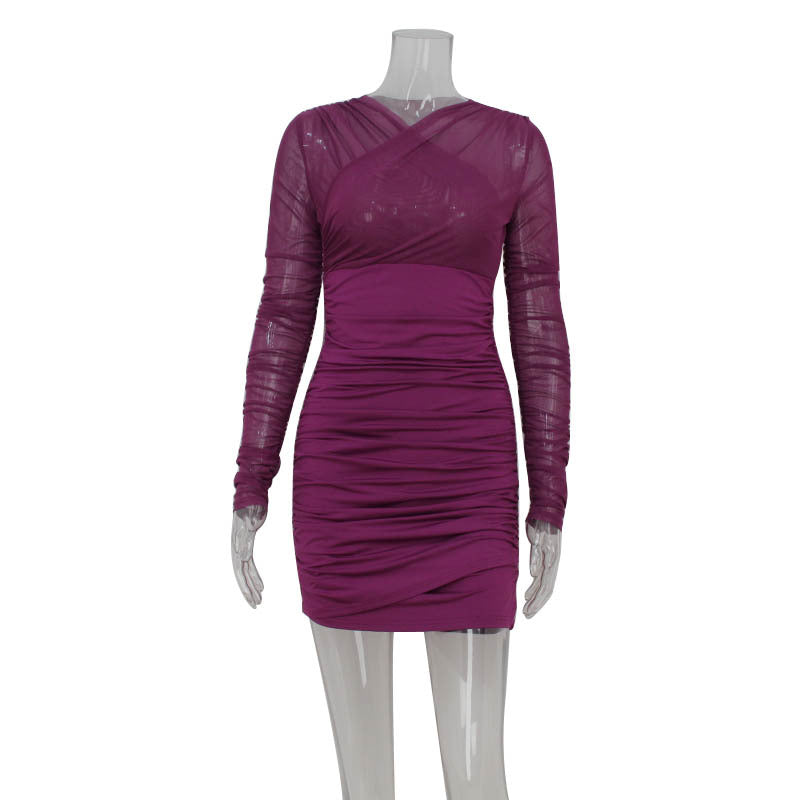 Robe Femme Poitrine Entrecroisée Sexy Transparente Moulante