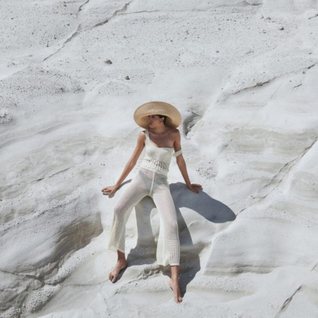 Ensemble chemise de plage sans manches et pantalon décontracté ajourés, transparents, amples et anti-UV