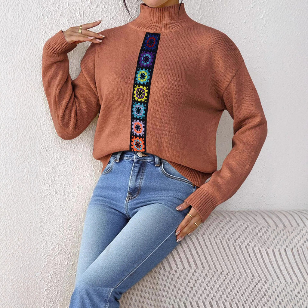 Vêtements Femme Personnalité Couleur Aléatoire Imitation Tricot Main Entrelacé Pull Tricoté