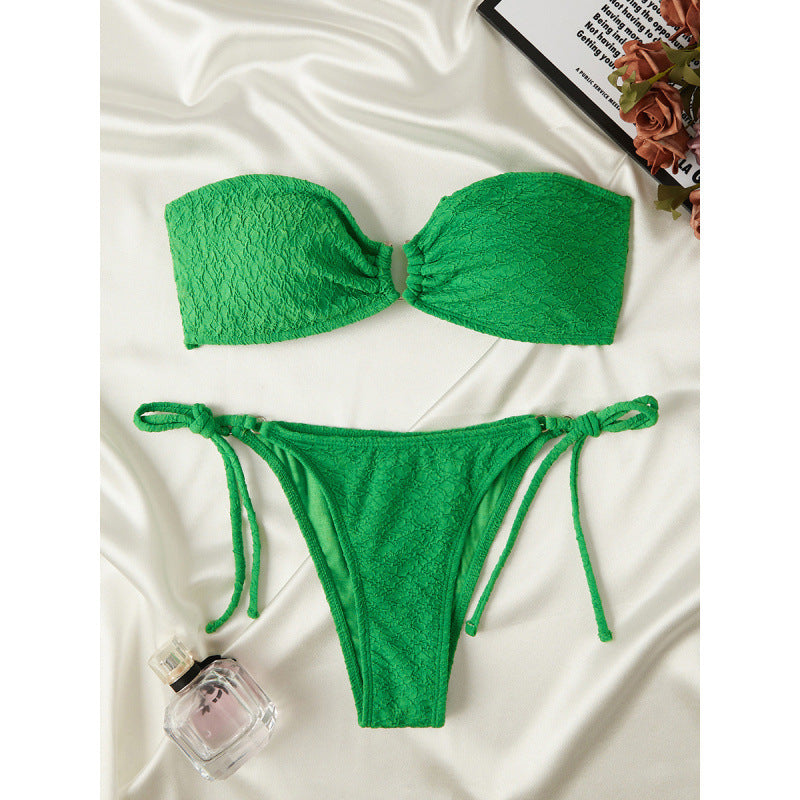 Einfarbiger, sexy zweiteiliger Bikini für Damen