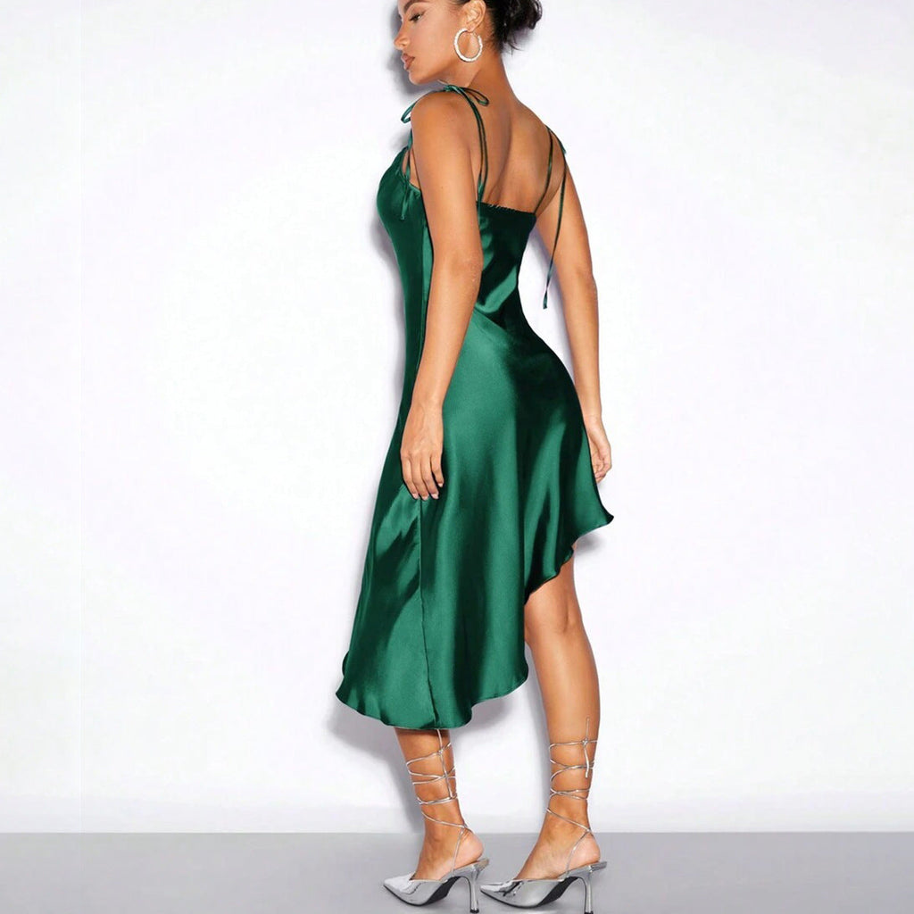 Satin-Trägerkleid Frühling Sommer Abendkleid Satin Sexy Damenbekleidung