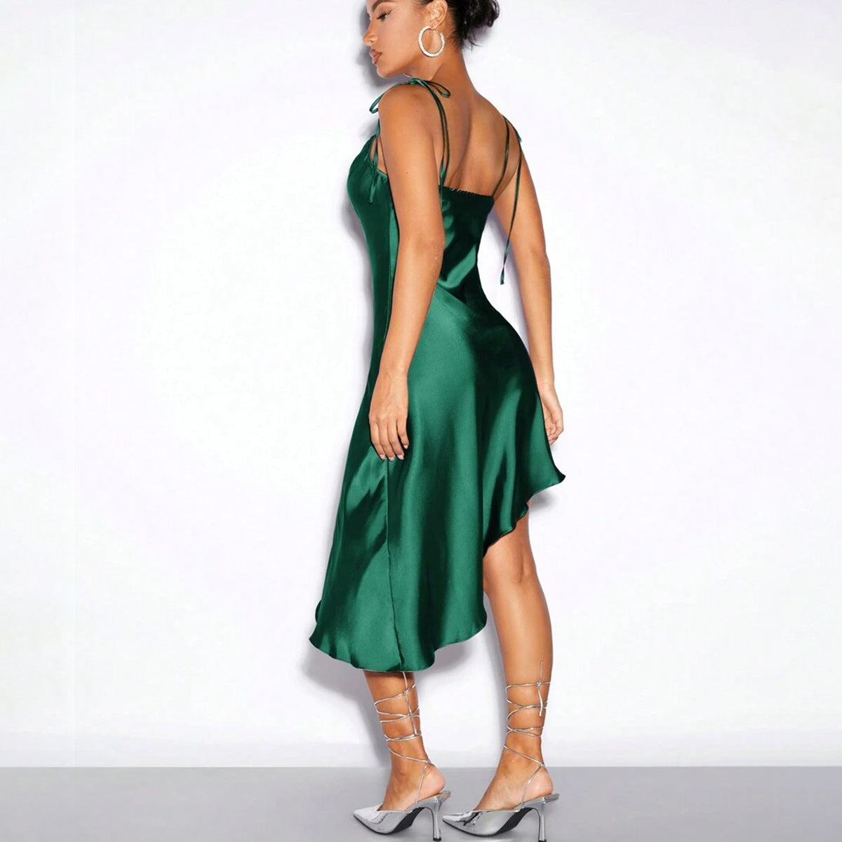 Satin-Trägerkleid Frühling Sommer Abendkleid Satin Sexy Damenbekleidung