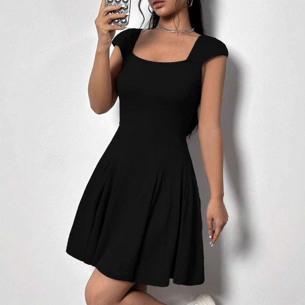 Damenbekleidung Sommer Rückenfrei Bandage Eckiger Ausschnitt Sexy Kleid