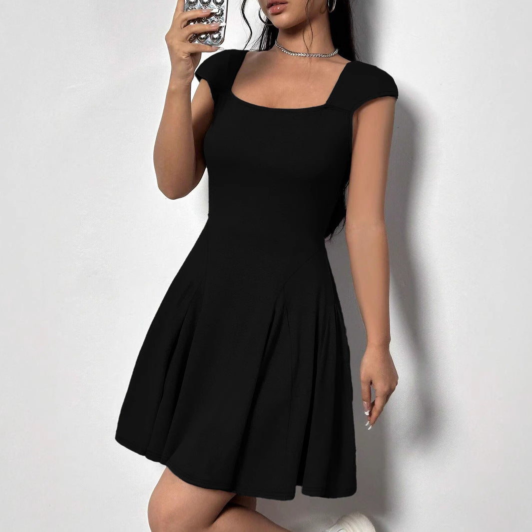 Damenbekleidung Sommer Rückenfrei Bandage Eckiger Ausschnitt Sexy Kleid