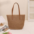 Sac à bandoulière simple en paille grande capacité pour femme, sac en paille d'été, sac tissé pour vacances à la mer, sac de plage en rotin tressé