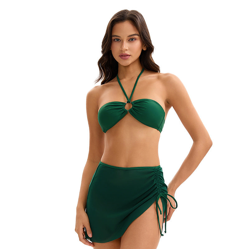 Maillot de bain trois pièces bikini sexy sans dossier maillot de bain triangle fendu