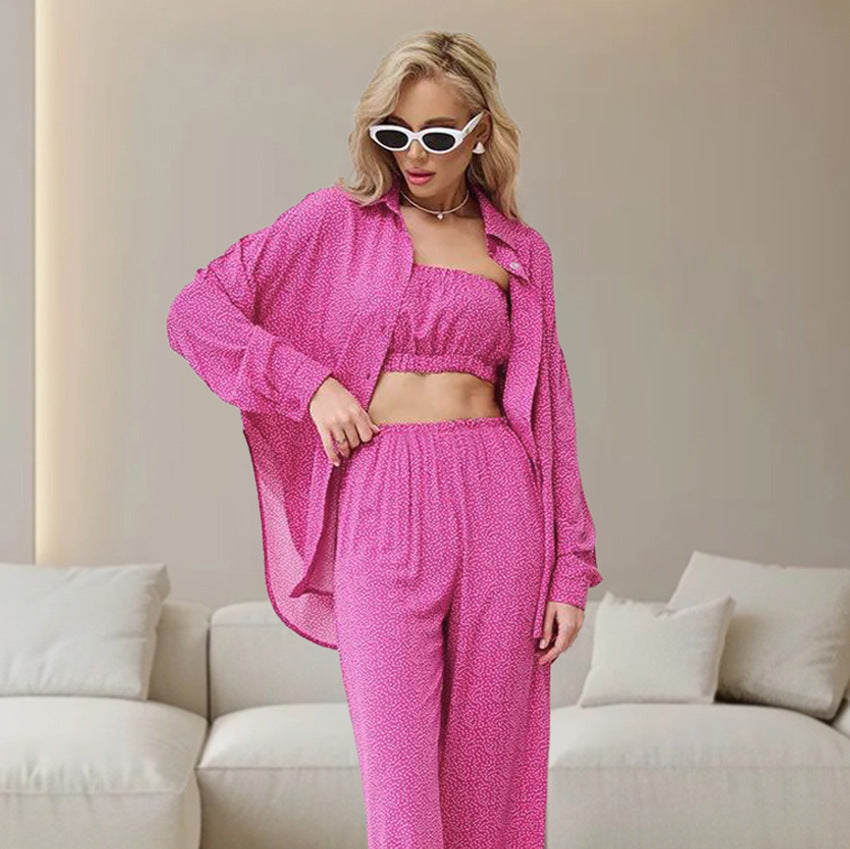 Pyjama imprimé léopard bleu automne, débardeur, cardigan, pantalon à manches longues pour femme