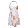 Vêtement d'été pour femme - Robe courte sexy asymétrique irrégulière dos nu à licou pour femme