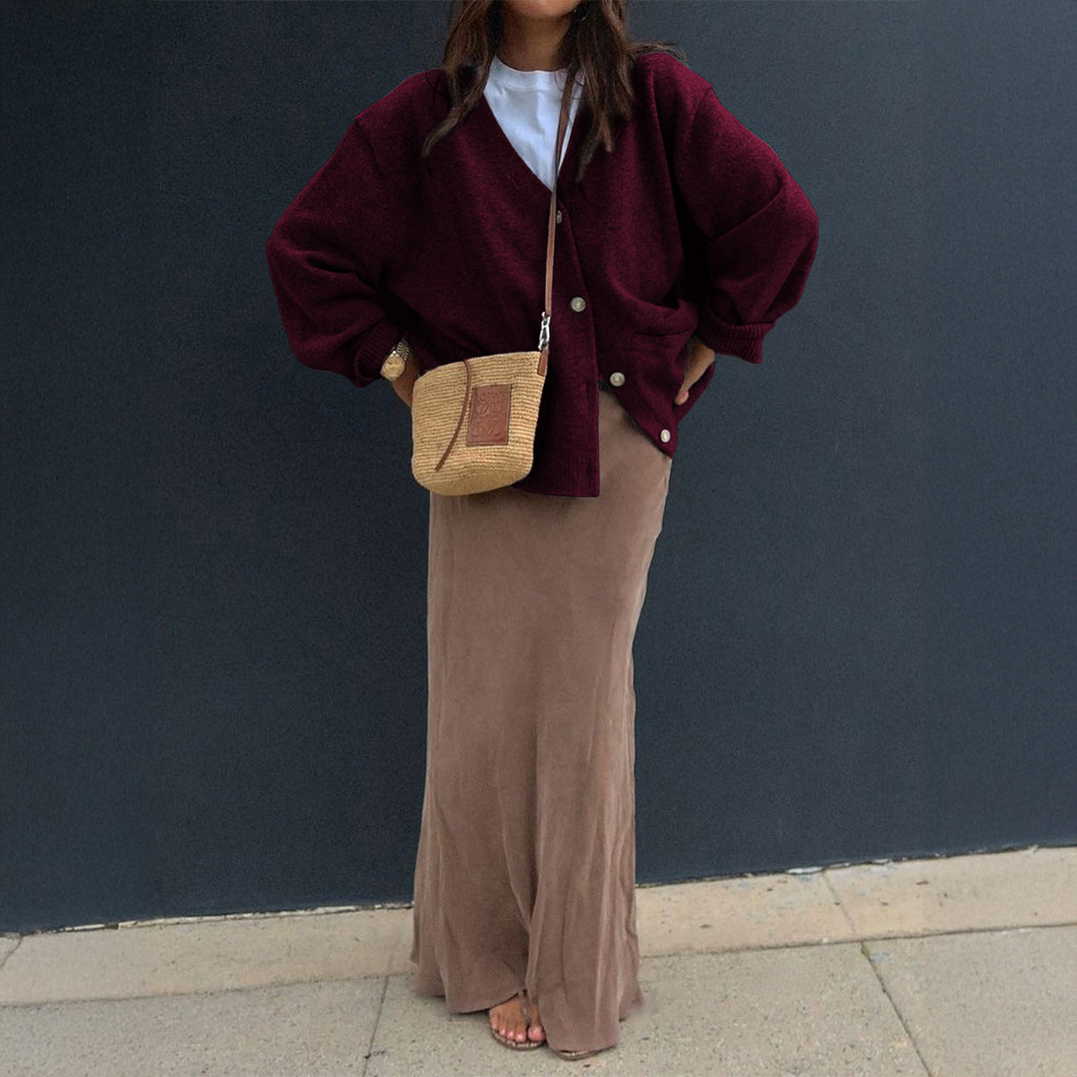 Damen Freizeit Minimalistischer Langarm-Seniorenmantel-Pullover