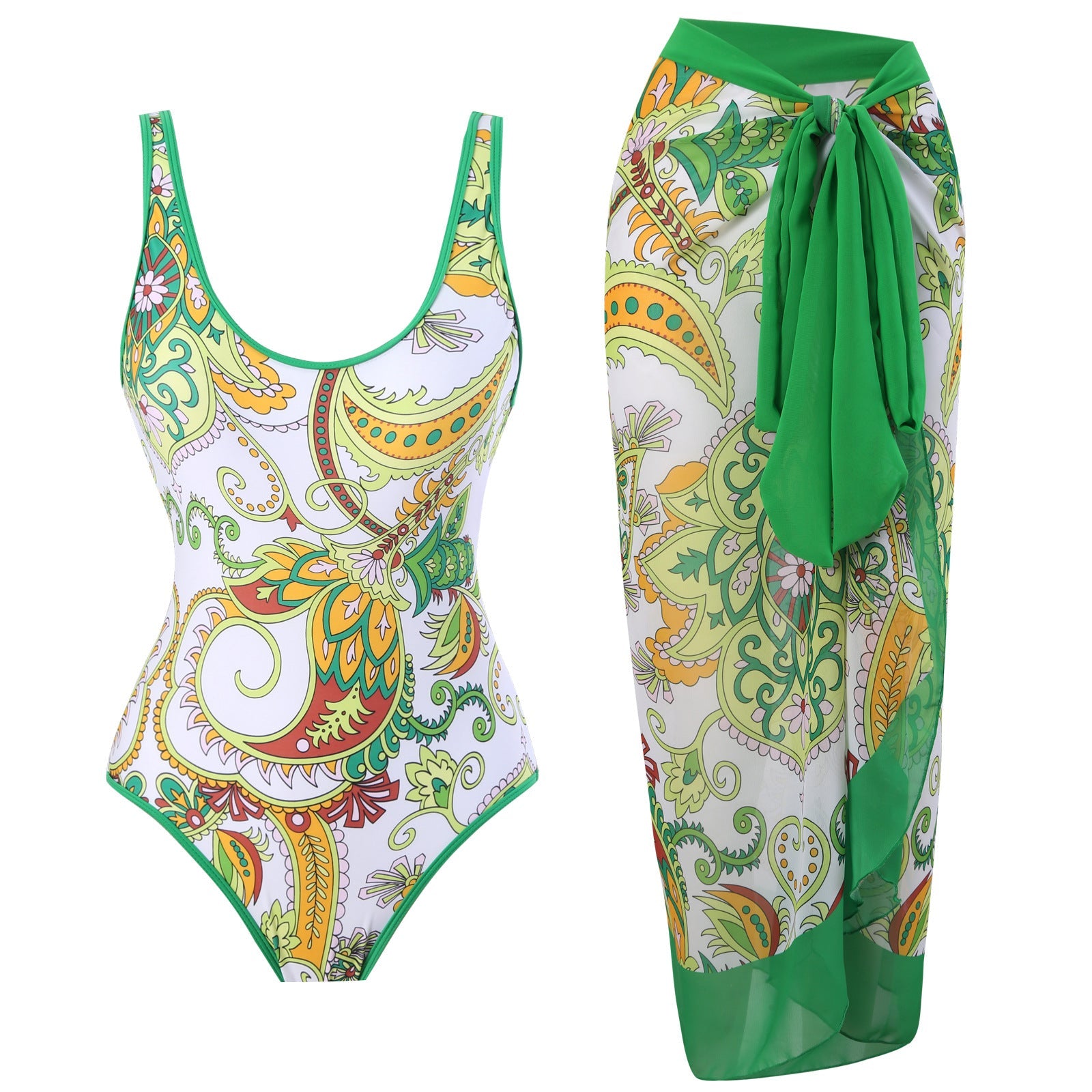 Flying Edge One Piece Damen Bademode Retro Bauchweg Slimming Badeanzug Chiffon Strandkleid