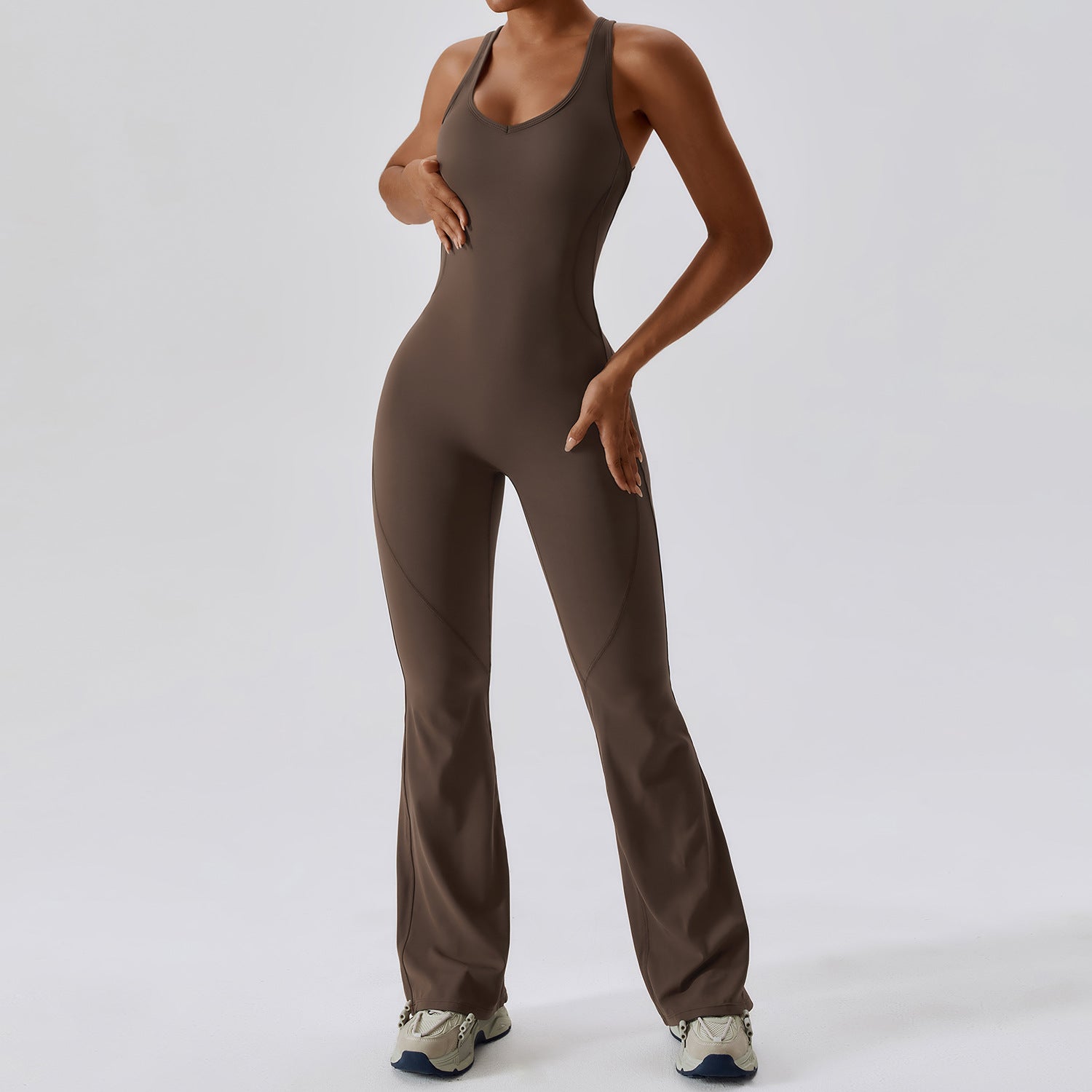 Sollinarry Schnelltrocknende schmale Yoga-Kleidung, Tanzsport-Workout-Kleidung, Gesäßstraffender, bauchformender Micro-Pull Yoga-Jumpsuit