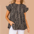 Chemisier femme à petites fleurs, manches courtes, haut ample, collection "Sweet Arrival".