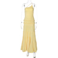 Sexy, ausgeschnittenes, rückenfreies, genähtes, gebundenes, einseitiges, plissiertes, mehrlagiges Maxikleid für Damen