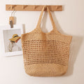 Grand cabas en paille grande capacité, sac à bandoulière évidé en paille, sac tissé, sac de plage pour les vacances, sac pour femme