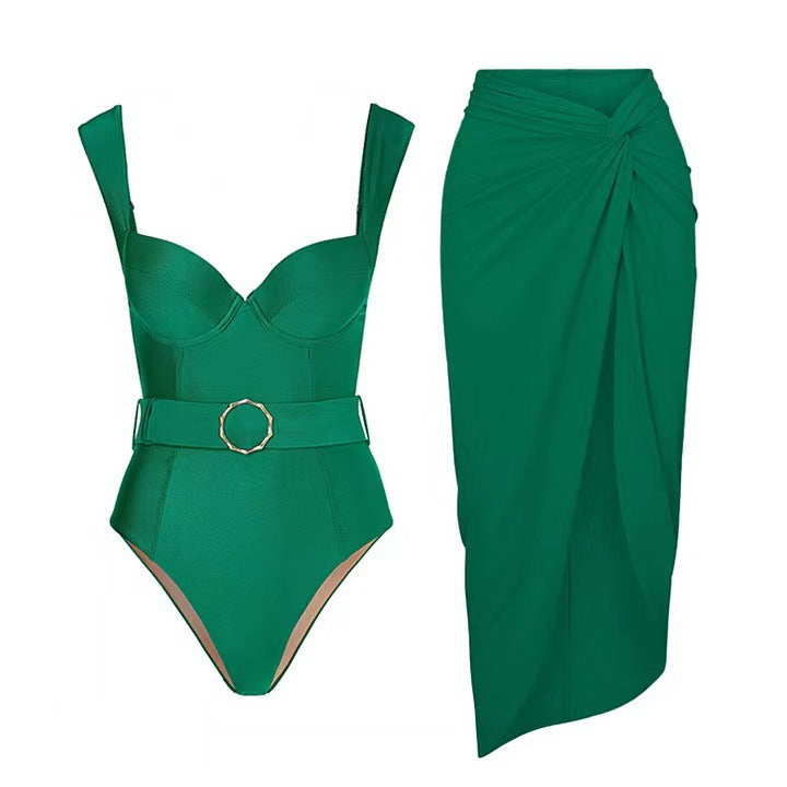 One Piece Swimsuit Sexy Vacation Beach Suit Skirt Swimsuit