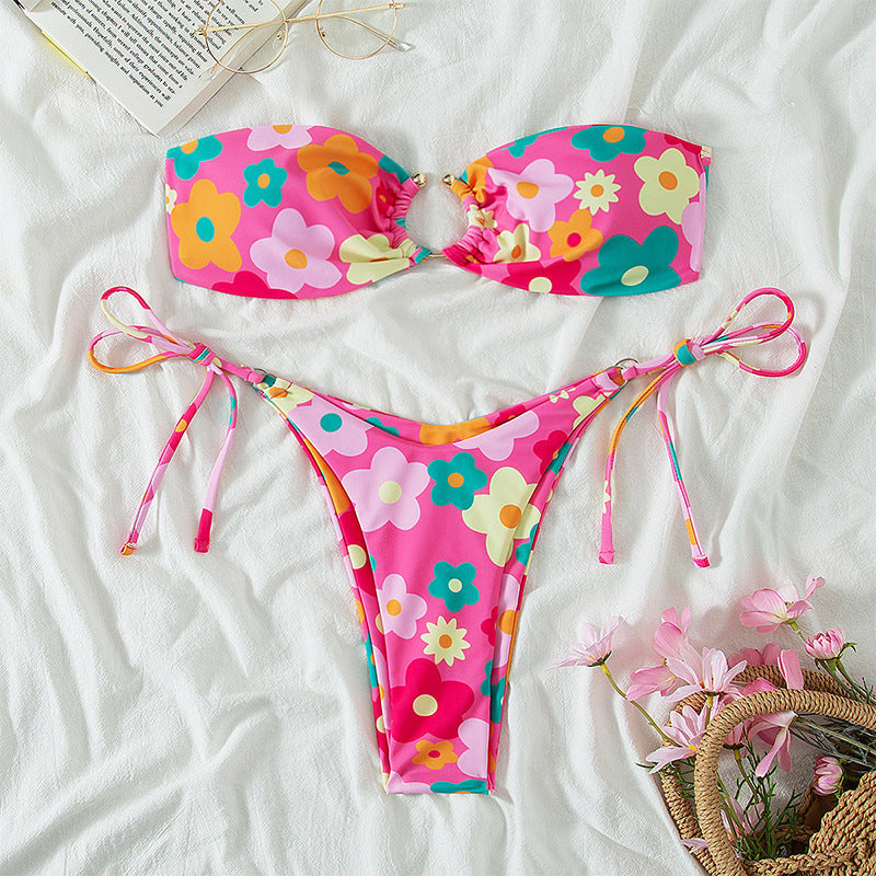 Sexy Bikini Frauen Split Einfarbiger Badeanzug Mehrfarbiger Bikini Badeanzug