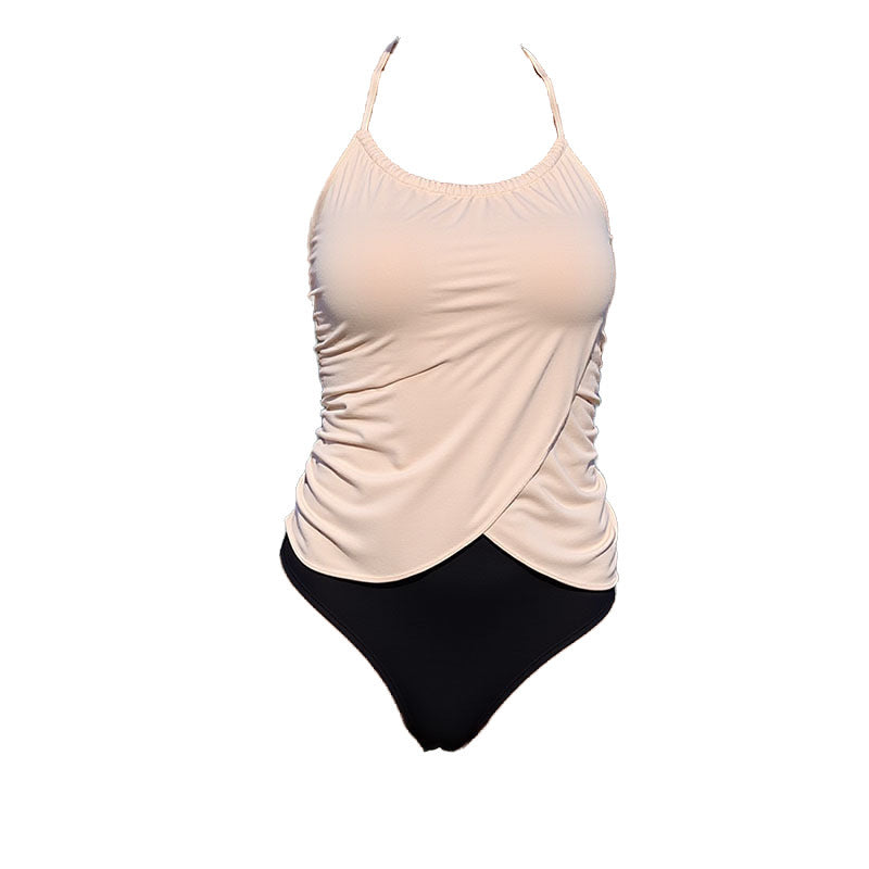 Maillot de bain une pièce conservateur à licou avec couleurs assorties pour femmes, bikini de plage