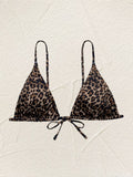 Klassisches Leopardenmuster bedruckt Bikini Einzelbluse Sexy Badeanzug Badebekleidung